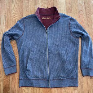 Robert Graham Mens Full Zip Reversible Long Sleeve Knit Houndstooth Sweater Sz M